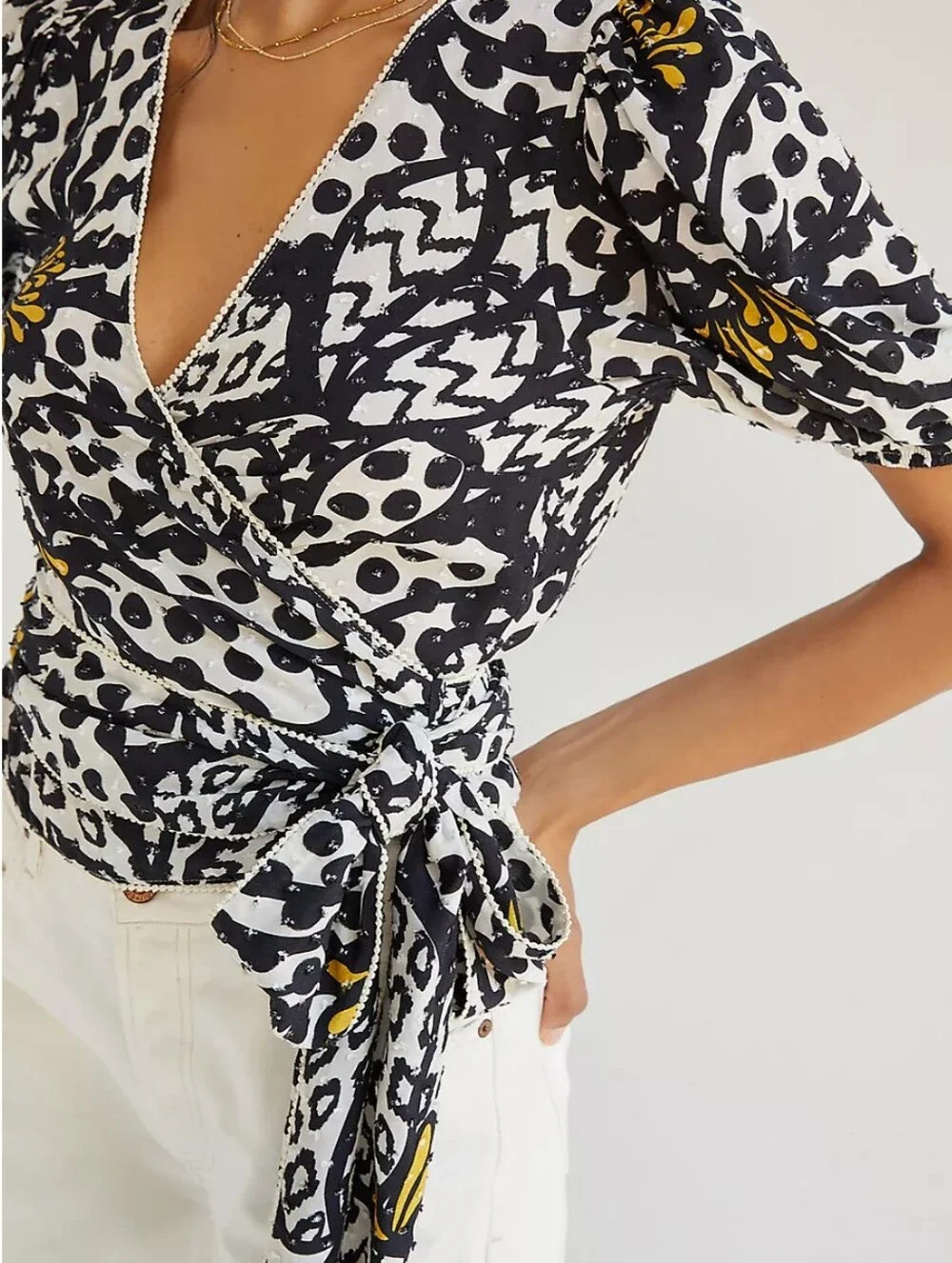 Farm Rio for Anthropologie Floral Print Wrap Blouse